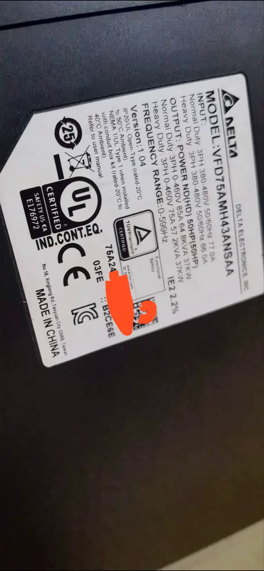 Convertitori di frequenza Delta VFD75AMH43ANSAA (37KW) 100% nuovissimo, originale e genuino, servomotore di azionamento