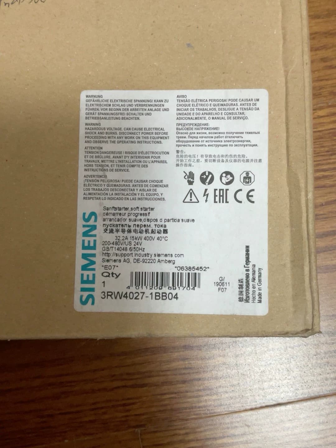 Soft Starter SIRIUS SOFT STARTER 3RW4027-1BB04 nuovo di zecca, originale, direttamente dalla fabbrica