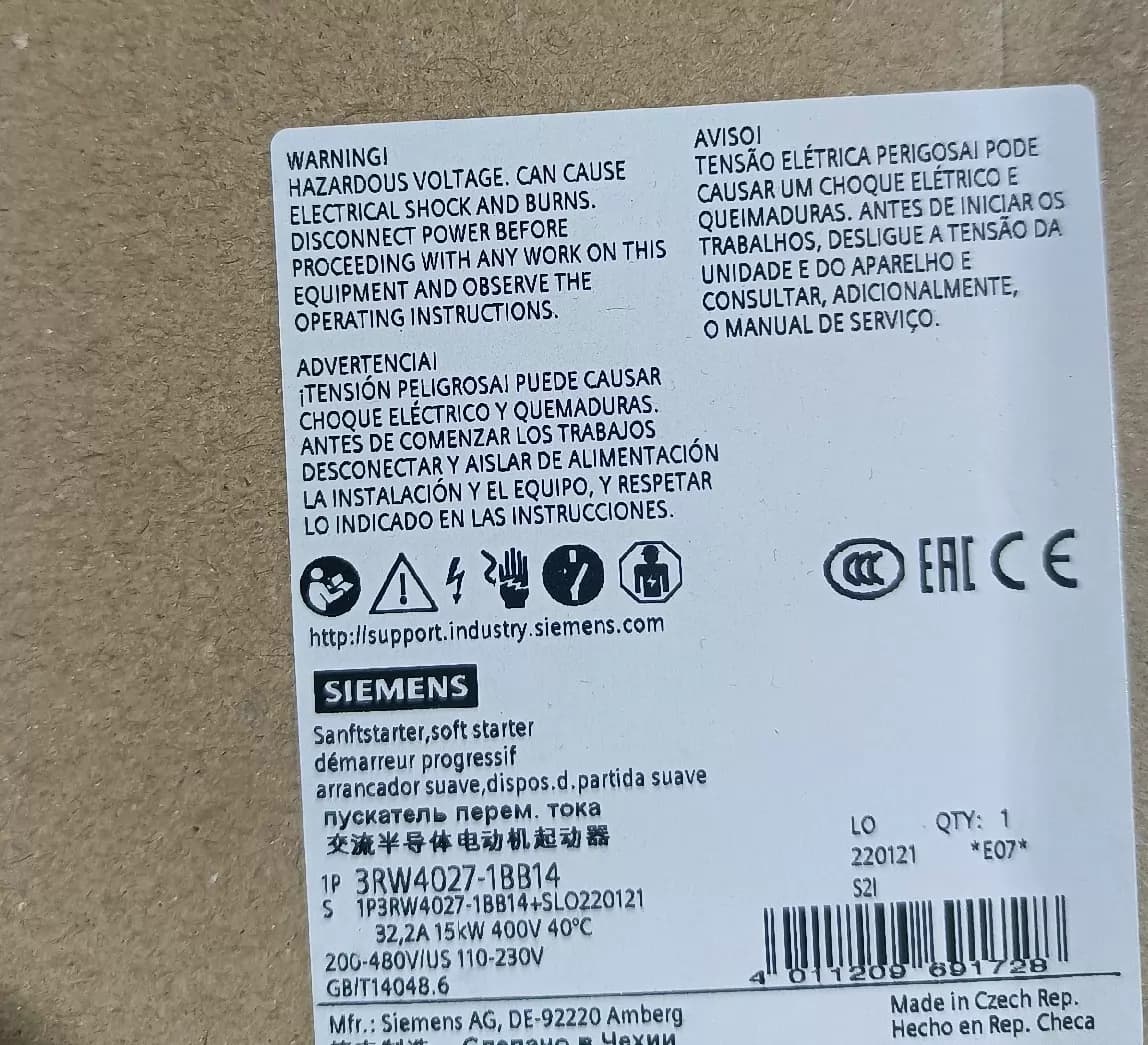 Soft Starter SIRIUS SOFT STARTER 3RW4027-1BB14 nuovo di zecca, originale, direttamente dalla fabbrica