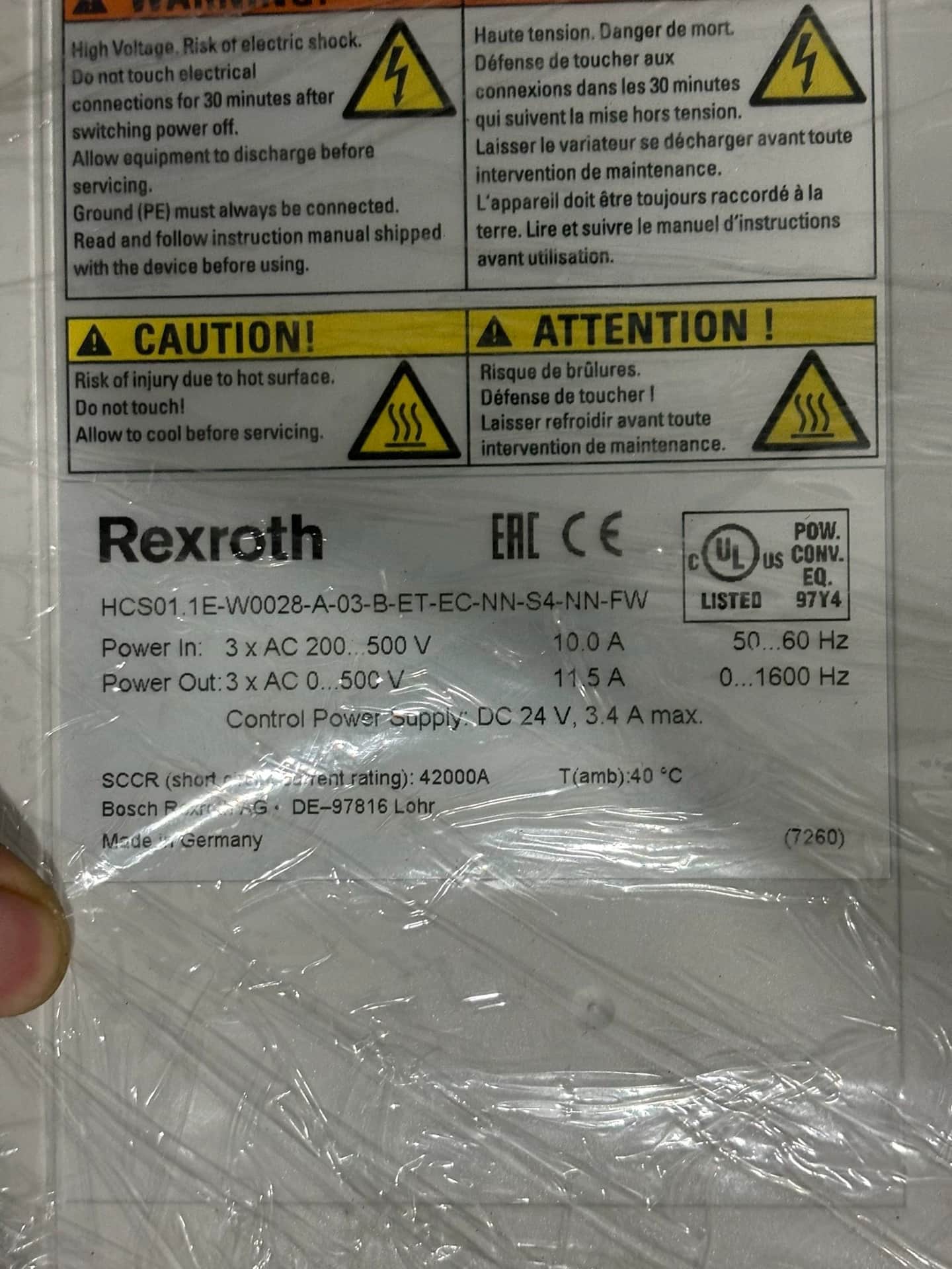 Servomotore Bosch Rexroth nuovo di zecca originale HCS01.1E-W0028-A-03-B-ET-EC-NN-S4-NN-FW Servomotore Spedizione veloce